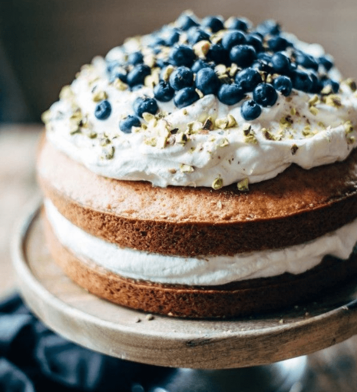 Blueberry Orange Brunch Cake with Agave and Pistachios